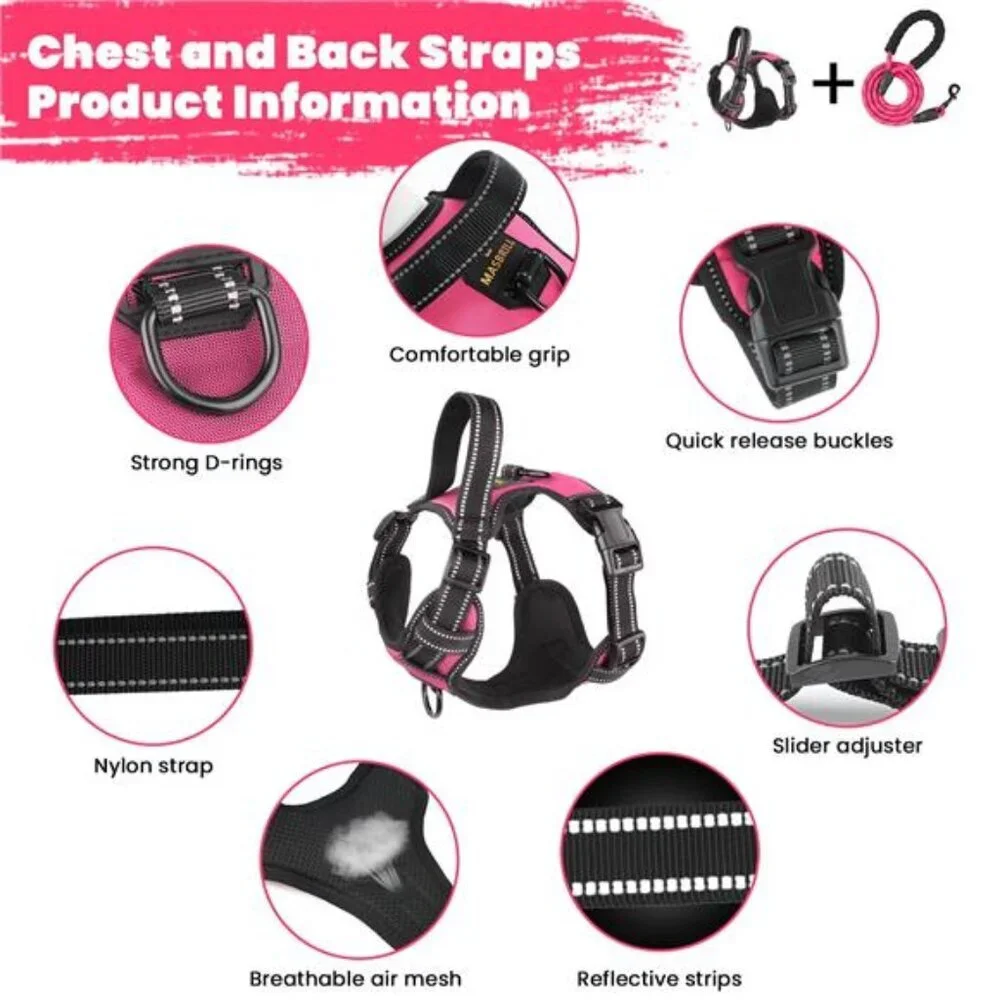 Dog Harness Leash Set, No Pull Vest Harness, Reflective Adjustable for Small Dog